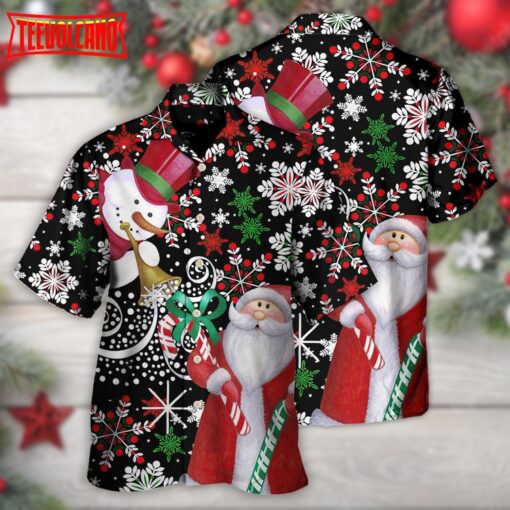 Christmas Santa And Snowman Hawaiian Shirt