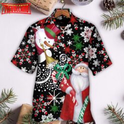 Christmas Santa And Snowman Hawaiian Shirt