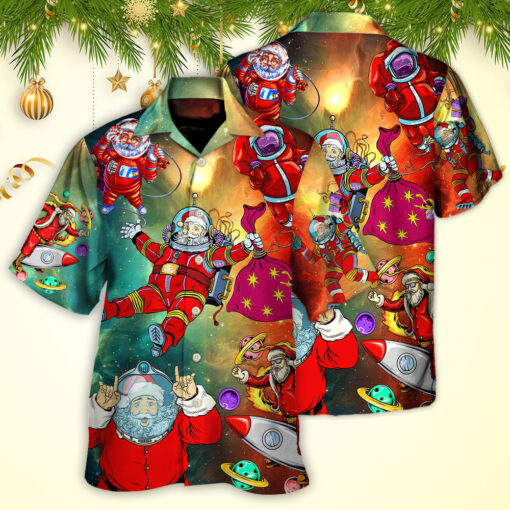 Christmas Santa Astronaut Story In The Galaxy Hawaiian Shirt