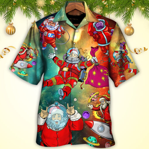 Christmas Santa Astronaut Story In The Galaxy Hawaiian Shirt