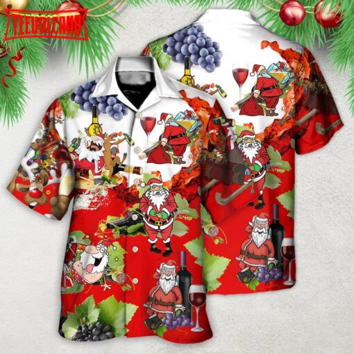 Christmas Santa Get Drunk At Party Hawaiian Shirt