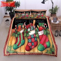 Christmas Socks Happy Holidays Duvet Cover Bedding Sets