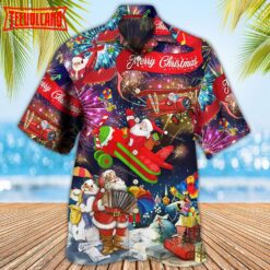 Christmas Spreading Plane With Santa Hawaiian Shirt