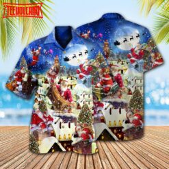 Christmas Up On Rooftop Santa’s Busiest Night With Reindeer Hawaiian Shirt