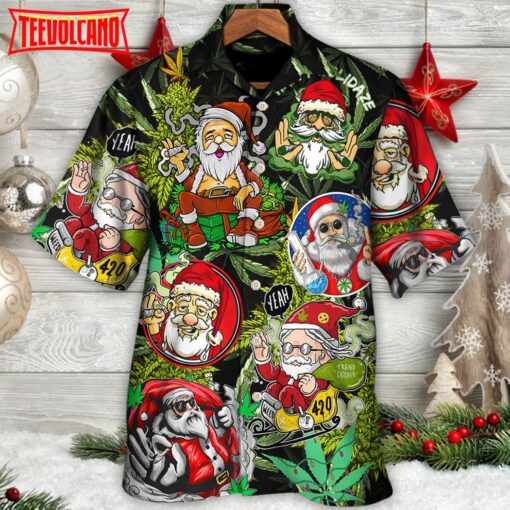 Christmas Weed Smoking Santa Hippie Hawaiian Shirt