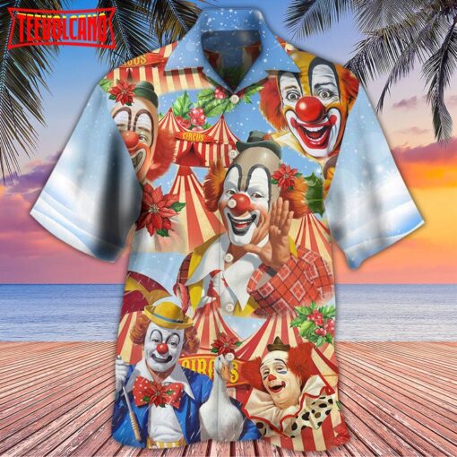 Clown Merry Christmas Flowers Hawaiian Shirt