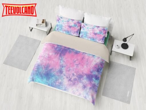 Colorful Pink Purple Tie Dye Abstract Art Duvet Cover Bedding Set