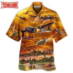 Combat Aircraft Crashing Dangerous Fire War Hawaiian Shirt