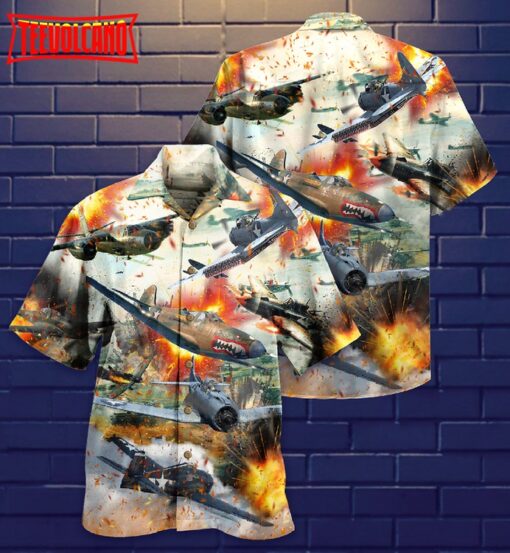 Combat Aircraft Fire War Hawaiian Shirt