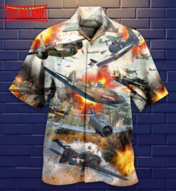 Combat Aircraft Fire War Hawaiian Shirt