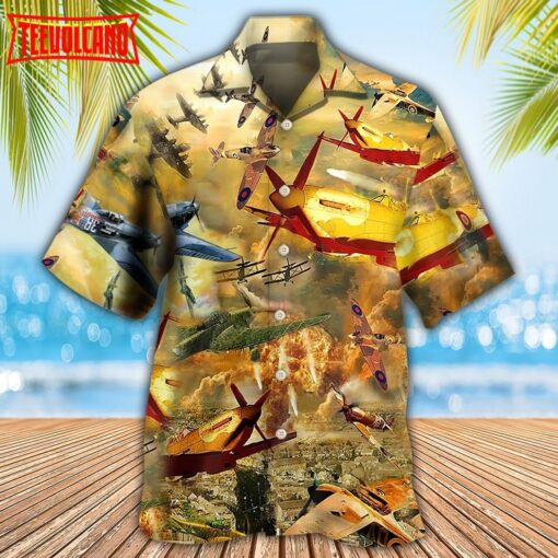 Combat Aircraft Fly Sky Fire Hawaiian Shirt