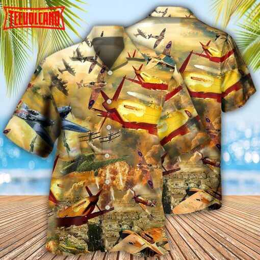 Combat Aircraft Fly Sky Fire Hawaiian Shirt