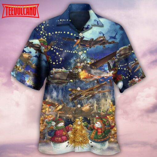 Combat Aircraft Merry Christmas Night Hawaiian Shirt