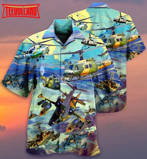 Combat Aircraft Sky Line Blue Style Hawaiian Shirt