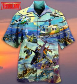 Combat Aircraft Sky Line Blue Style Hawaiian Shirt