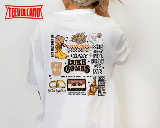 Combs Bullhead Double side T-shirt, Luke Combs World Tour Shirts