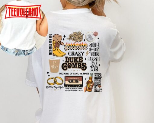 Combs Bullhead Double side T-shirt, Luke Combs World Tour Shirts