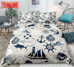 Compass Shell Sailboat Bed Sheets Duvet Cover Bedding Sets