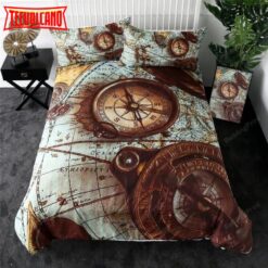 Compass World Map Bed Sheets Duvet Cover Bedding Sets