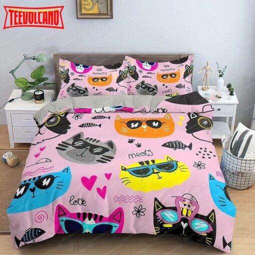 Cool Cats In Different Colors Toddler Bedding Sets