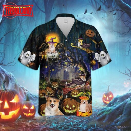 Corgi Dog Halloween Hawaiian Shirt