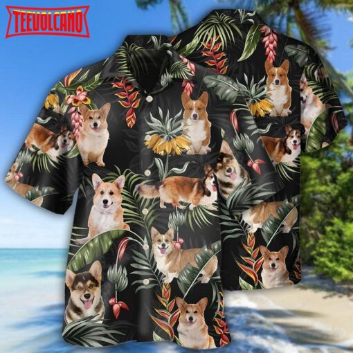 Corgi Tropical Love Dog Hawaiian Shirt