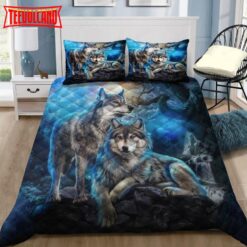 Couple Wolves Blacklight Blue Duvet Cover Bedding Sets