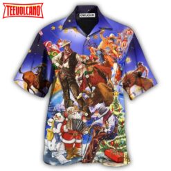 Cowboy Happy And Merry Christmas Hawaiian Shirt