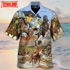 Cowboy Shootin Riding Horse Desert Hawaiian Shirt