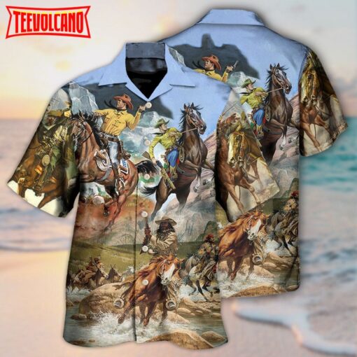 Cowboy Shootin Riding Horse Desert Hawaiian Shirt