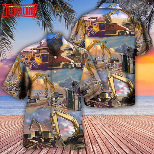 Crane Construction Art Office Hawaiian Shirt