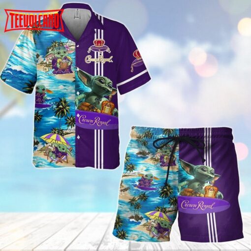 Crown Royal Baby Yoda Hawaiian Shirt and Shorts