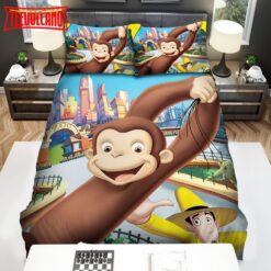 Curious George Flying Up To The Sky Duvet Cover Bedding Sets