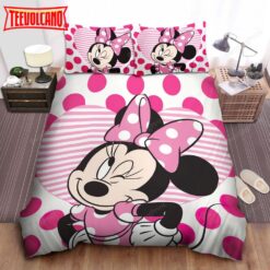 Cute Minnie Mouse Winking Bed Sheets Duvet Cover Bedding Sets