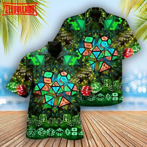 D20 Glowing Kaleidoscope Dice Hawaiian Shirt