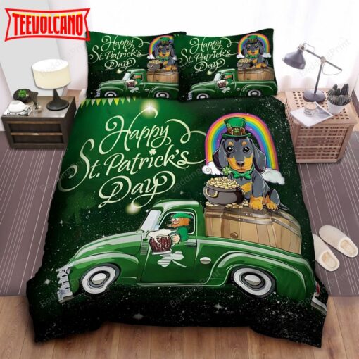 Dachshund Dog Happy St Patrick’s Day Bed Sheets Duvet Cover Bedding Sets