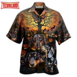 Dachshund Halloween Night Pumpkin Hawaiian Shirt