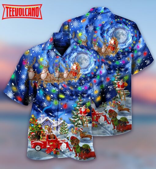 Dachshund Love Xmas Night Hawaiian Shirt