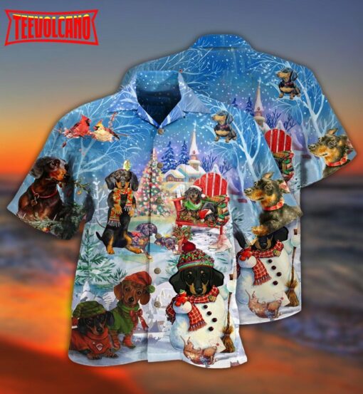 Dachshund Through The Snow Christmas Hawaiian Shirt