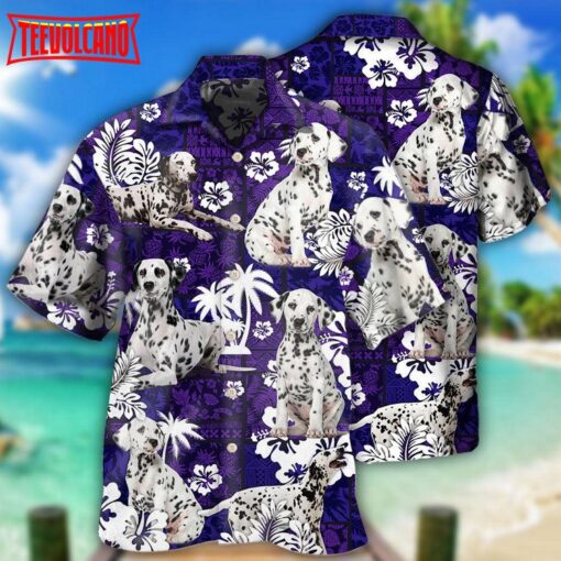 Dalmatian Lover Tropical Life Purple Hawaiian Shirt