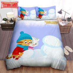 Daniel Tiger And Katerina Kittycat Building Snowman Duvet Cover Bedding Sets