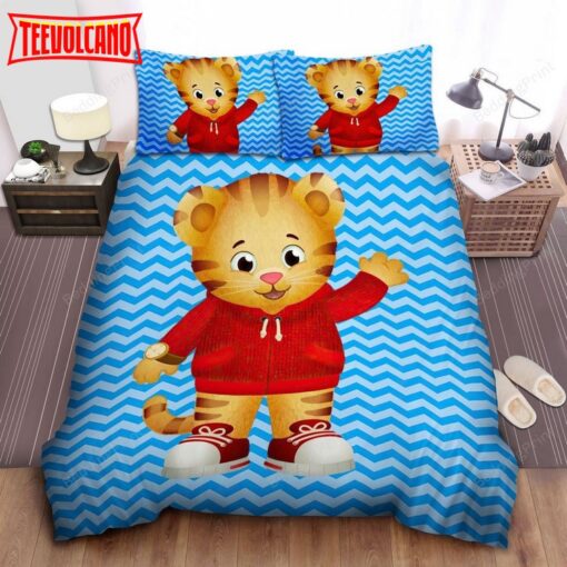 Daniel Tiger In Blue Waves Illustration Bed Sheets Duvet Cover Bedding Sets