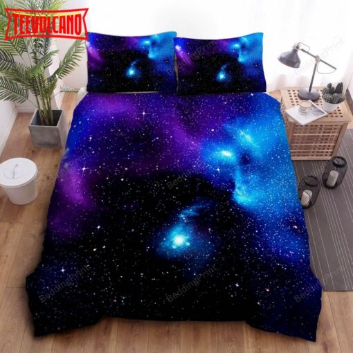 Dark Purple Blue Galaxy Space Bed Sheets Spread Duvet Cover Bedding Sets