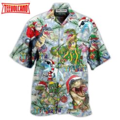 Dinosaur And Merry Christmas Hawaiian Shirt