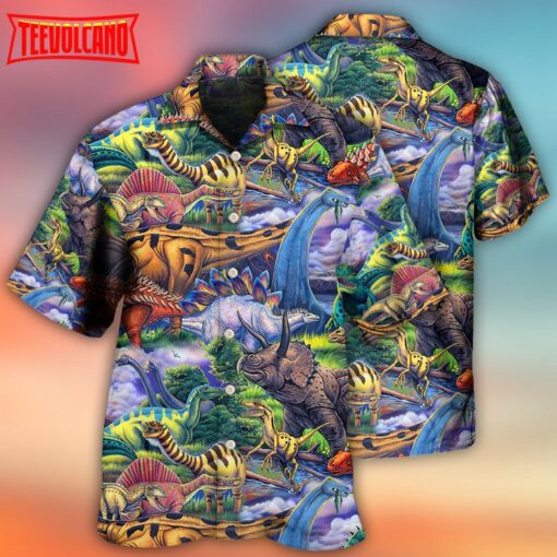 Dinosaur Art Coloful Style Hawaiian Shirt