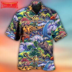 Dinosaur Art Coloful Style Hawaiian Shirt