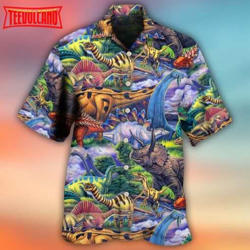 Dinosaur Art Coloful Style Hawaiian Shirt