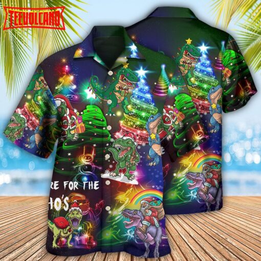 Dinosaur Bright Christmas Night Hawaiian Shirt