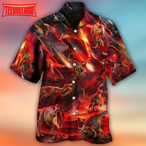 Dinosaur Meteorite Rain Cool Style Hawaiian Shirt