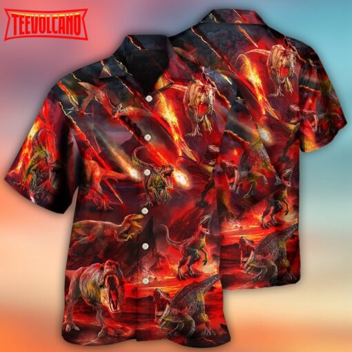 Dinosaur Meteorite Rain Cool Style Hawaiian Shirt